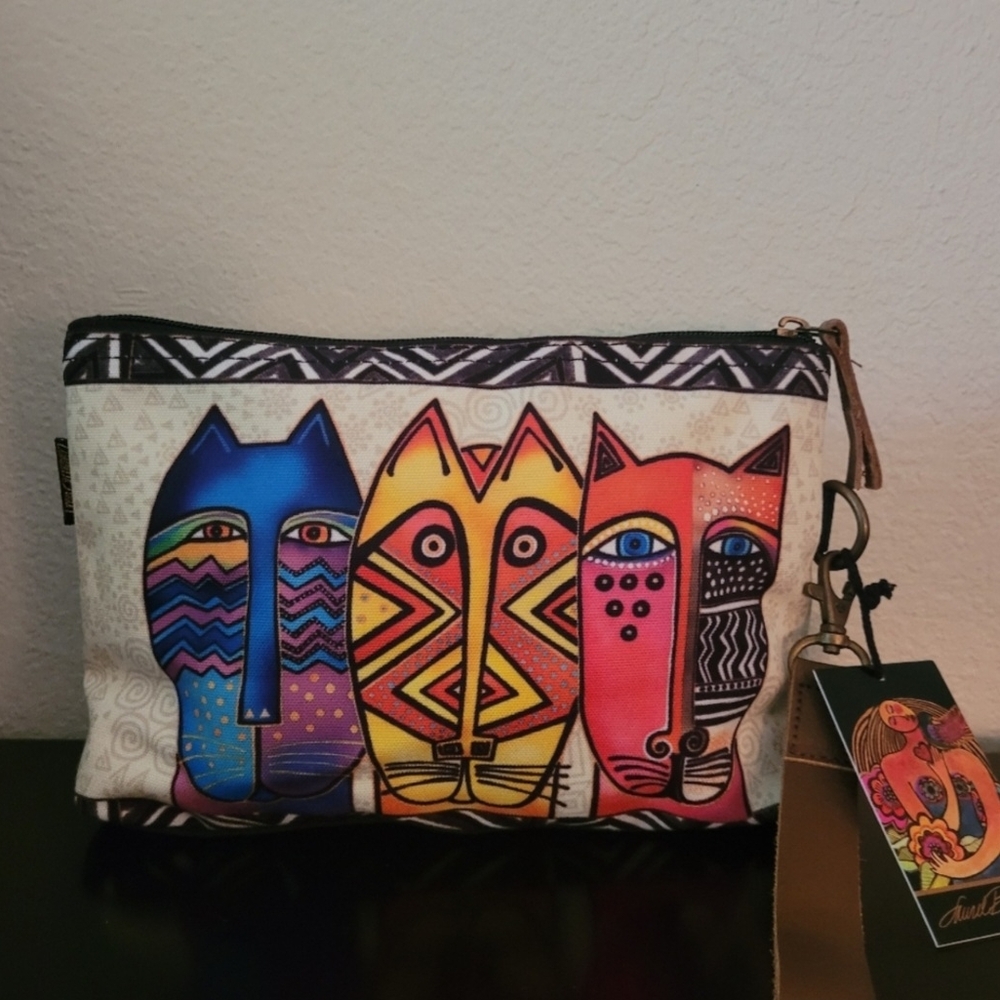 Laurel Burch Multicolor Cat Design Pouch